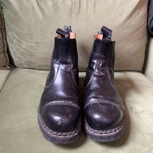 Women's Black Leather Steel Toe Solovair Boots